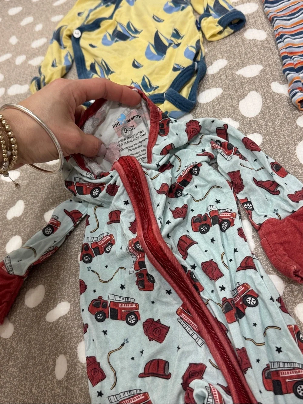 Lot of 6 bamboo baby boy footies onesie romper short sleeve zippy fish newborn